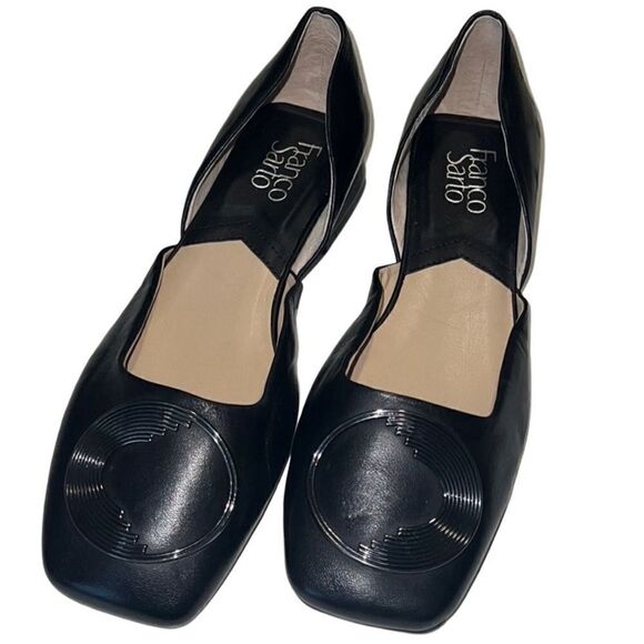 Franco Sarto Branza Black Leather Slip On Square Toe Loafers Size 7.5 New - Picture 3 of 10